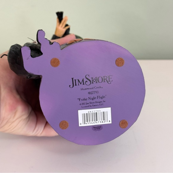 Jim Shore Friday Night Flight Halloween Witch Crow Cat Pumpkin Figurine 10 Inch - Picture 10 of 11